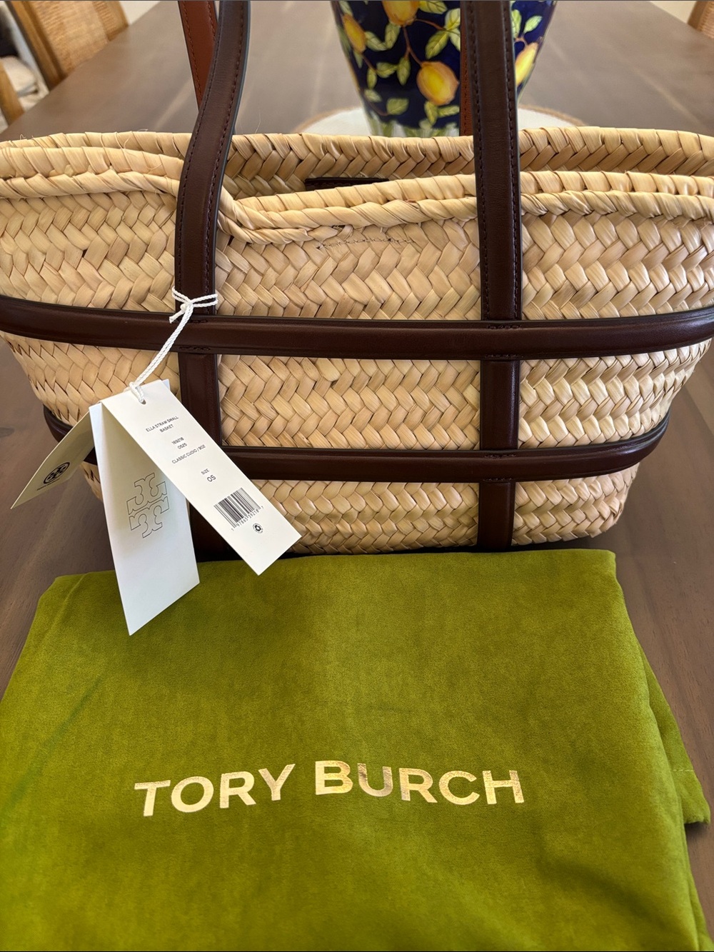 New Tory Burch Small Ella Straw Basket Bag Tote - Picture 5 of 6